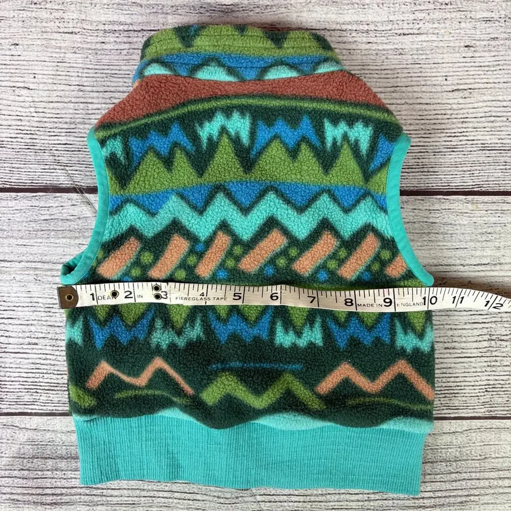 Patagonia Synchilla Mountain Aztec Teal Fleece Zip Up Vest